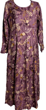 Komil A-Line Maxi Dress Small Womens Purple Floral Rayon Twill Long Sleeve New